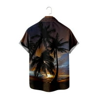 Хавајски кошула За Мажи Копче надолу Краток ракав голем Кокос Дрво Повик Брчки Слободен Лето Бод Редовно Се Вклопуваат Врвот