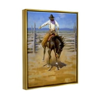 Коњички родео коњски џокеј животни и инсекти сликање металик злато врамено уметничко печатење wallидна уметност