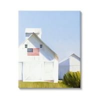 СТУПЕЛ ИНДУСТРИИ Бела штала рурална земја, американска галерија за сликање на знамиња, завиткано платно, печатена wallидна уметност,