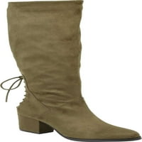 Collectionенска колекција на списанија Leeda Extra Wide Teal Cole High Boot Olive Fau Suede 7. М.