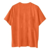 Женска Мода Обична Еднобојна Кратки Ракави Ракав Денот На Вљубените Печатен Џемпер Портокал
