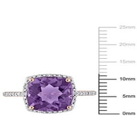 3- Карат Т.Г.В. Аметист и дијамант-акцент 10kt розово злато ореол прстен