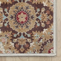 Добро ткаени кралеви судот Викторија Преодна геометриска рамка Браун 5 '7' област килим