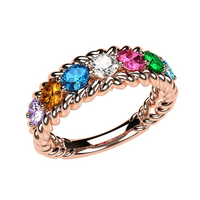 Нана јаже Мајка прстен 1- Избрани симулирани родилни камења, возрасни женски розови злато позлатена големина10-камен9