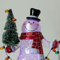 11â ”СВЕТСКИ СВЕТСКИ LED осветлен снежен човек со дрвена маса Топ Божиќна декорација