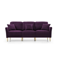 Аукфа 3-седиште кауч со перници, мебел за дневна соба, виолетова кадифе