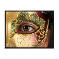DesignArt „Девојче со венецијанска маска“ модерна врамена платна wallидна уметност