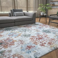 Транзициска област килим цветна крема дневна соба лесна за чистење