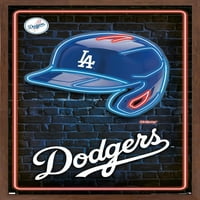 Лос Анџелес Доџерс - Неонски Шлем Ѕид Постер, 14.725 22.375 Врамени
