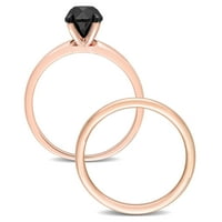 Miaенска Miabella 1- Carat T.W. Црн дијамант 14KT Rose Gold Solitaire 2-парчен невестински сет