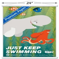 Дизни Пиксар Наоѓање Дори-Само Задржи Пливање Ѕид Постер Со Дрвена Магнетна Рамка, 22.375 34