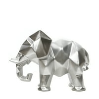 Геометриски слон на смола од 6,5 Висока таблета смола, сребрена завршница