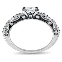 1- Карат Т.Г.В. Создаден бел сафир и дијамант-акцент 10kt прстен за ангажман на бело злато