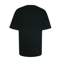 Маици За Жени Трендовски Графички Секојдневен Шарен Печатење Пуловер Маица Со Кратки Ракави Блузи Кошула Црна XL
