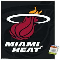 Мајами Топлина-Логото Ѕид Постер со Притисни Иглички, 22.375 34