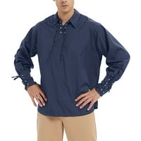 мажи мода секојдневен едноставен плус големина еднобоен ревер ремен кошула топ блуза машка маица кошула