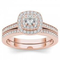 1 2CT TDW Diamond 14K Rose Gold Halo Bridal Set