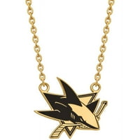 Стерлинг сребрено злато позлатено NHL логоарт Сан Хозе ајкули емајл ѓердан