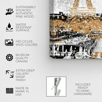 Студиото Винвуд Студио и Скилинис wallидни уметности платно ги отпечати „Трипл Париз злато“ европски градови - злато, црно
