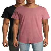 Без граници издолжена маица за мажите со кратки ракави, 2 пакувања