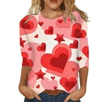 Mlqidk Денот На Вљубените Кошула За Жени Ракав Симпатична Љубов Срца Графички Маици Обични Модни Блузи Блуза