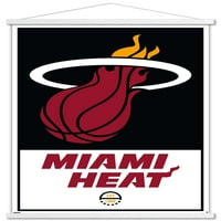 Мајами Топлина-Логото Ѕид Постер Со Дрвена Магнетна Рамка, 22.375 34