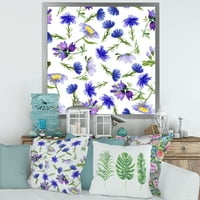 DesignArt 'Сини диви цвеќиња со лисја III' Традиционално врамен уметнички принт