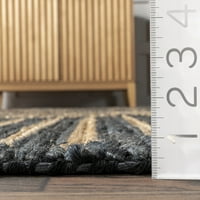 Лорен Лиес тревнички рачно изработени килим, 9 '12', црно