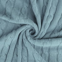 Уникатни договори кабелски плетен кревет троседот фрли ќебе светло сина боја 71 79