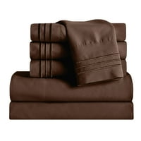 Поставени чаршафи за постелнини со микрофибер длабок џеб -кложејќи чоколадо кафеава
