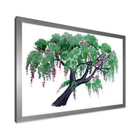 DesignArt „Осамено дрво на Вистерија“ Традиционално врамено уметничко печатење