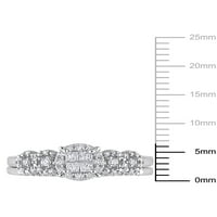 Карат Т.В. Принцеза-исечен и тркалезен дијамант 10kt бело злато-кластерски кластерски кластерски сет