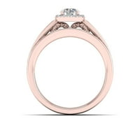 1CT TDW Diamond 14K Rose Gold Halo Bridal Set