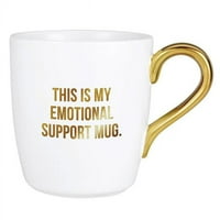 Мојата Емоционална Поддршка Класичен Бел И Златен Тон Каменина Кафе Кригла