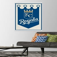 Канзас Сити Ројалс - Постер за лого wallид со дрвена магнетна рамка, 22.375 34