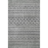 Нулум Риден Марокански геометриски телис област килим, 8 '10 12', сива