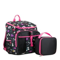 Гориво ранец на ранец за вчитување и торба за ручек, 2-парчиња, цветни печатени птици