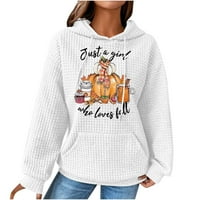 Женска Облека Стабилна Облека Женска Мода Секојдневен Печатен Пуловер Со Качулка Кариран Џемпер Со Долги Ракави Врв БЕЛ 2XL
