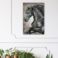 Wynwood Studio Animals Wall Art Canvas Prints 'Grey Horse' Farm животни - сива, кафеава