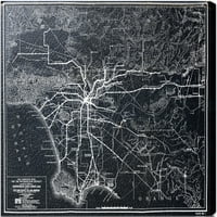 Мапи и знамиња на пистата Авенија и знамиња, „la la Rapid Transit Map“ Мапи на градовите во САД - црна, бела боја