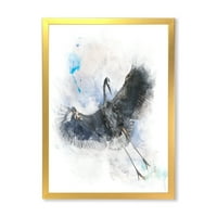DesignArt „Одлична темна сина сина илустрација на птици“ Фарма куќа врамена уметничка печатење