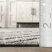Nuloom лежи високо-ниско-ниско геометриски килим на отворено во затворен простор, 8 '10', сива