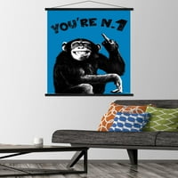 Шимпанзо-Ти Си Број Еден Ѕиден Постер Со Дрвена Магнетна Рамка, 22.375 34