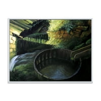 Дизајн на „Стара лубеница во зелена природа пејзаж“ езерска куќа врамена платно wallидна уметност печатење