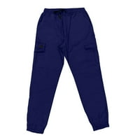 Гувпев Машки Летни Брзи Суви Обложени Модни Секојдневни Основни Лабави Дишечки Брзи Суви Панталони За Мажи-Морнарица Л