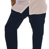 Машки Панталони Еднобојни Панталони Врвка Долга Панталона Машки Вградени Задници Плажа Црна М