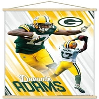 Green Bay Packers - Постер за wallидови на Даванте Адамс со дрвена магнетна рамка, 22.375 34