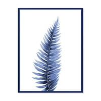 DesignArt 'Тропски сина акварел лисја на бело' Боемјан и еклектично врамено платно wallидно уметност печатење