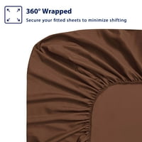 Подигнати чаршафи со постелнина, отпорен на врски Премиум микрофибер, длабок џеб, вграден лист, чоколадо, близнаци