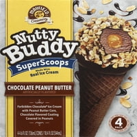 Мејфилд сладолед конуси Nutty Buddy Superscoops Чоколаден путер од кикирики 4. Пакет со флуид